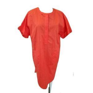 Sheragano Red Shift Dress Size 14 Zipper Pockets Lightweight